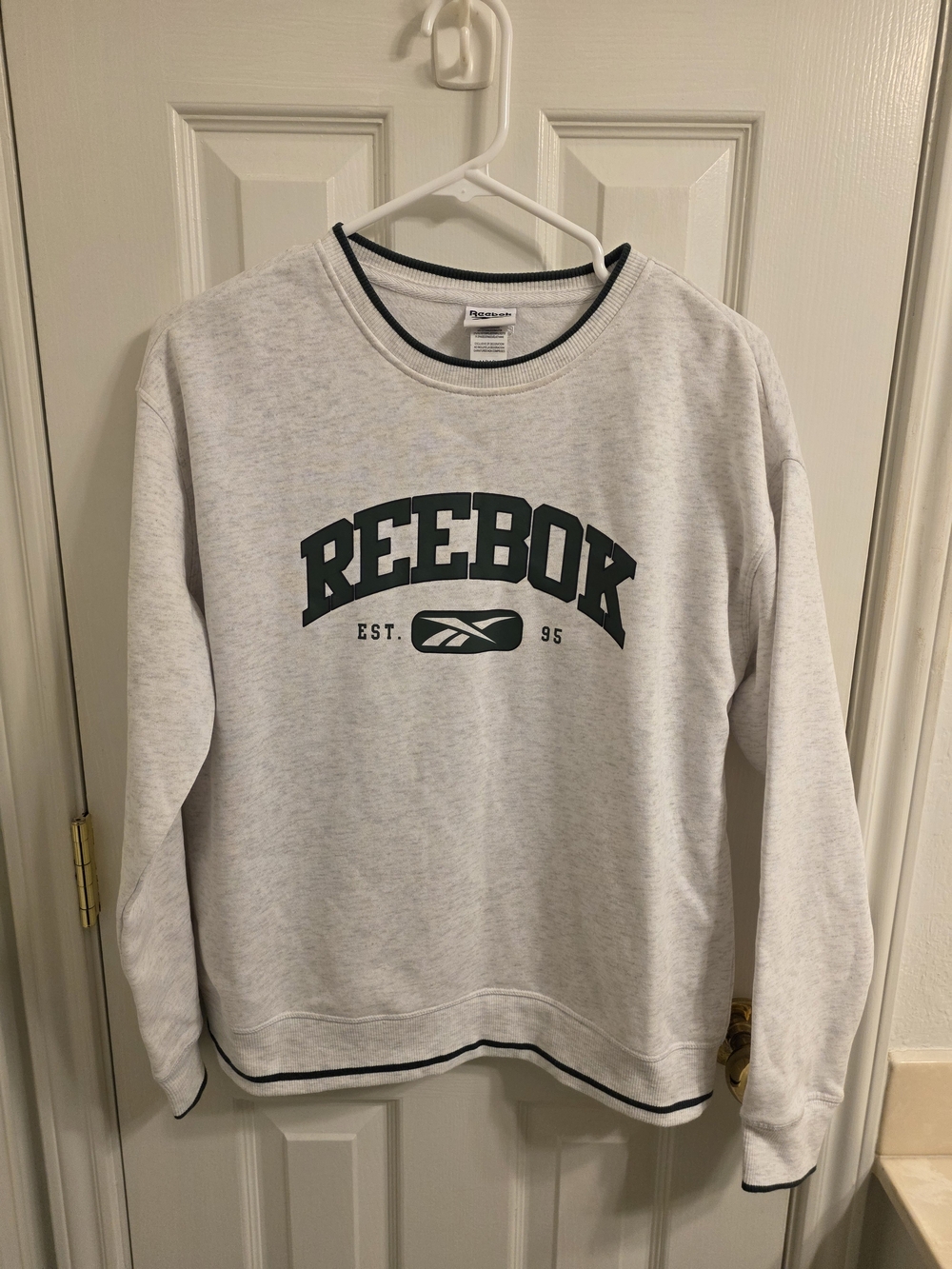 Reebok Men's Light Gray Logo Crewneck Sweater